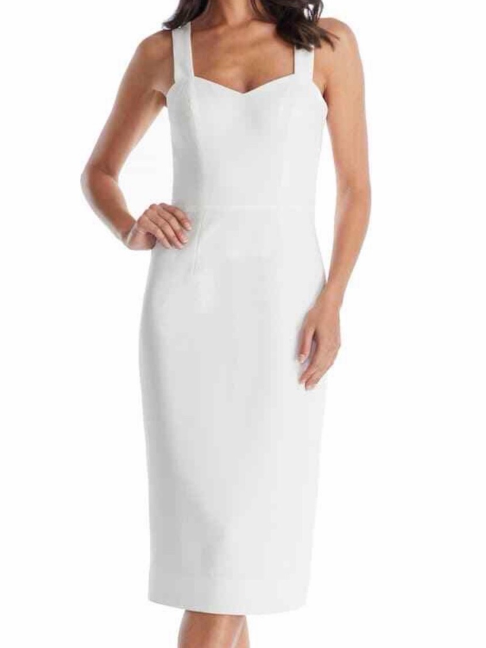 Dress the Population White Sweetheart Midi Sheath Dress